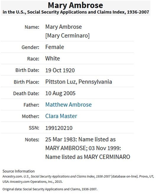 Mary Ambrose Cerminaro SSACI
