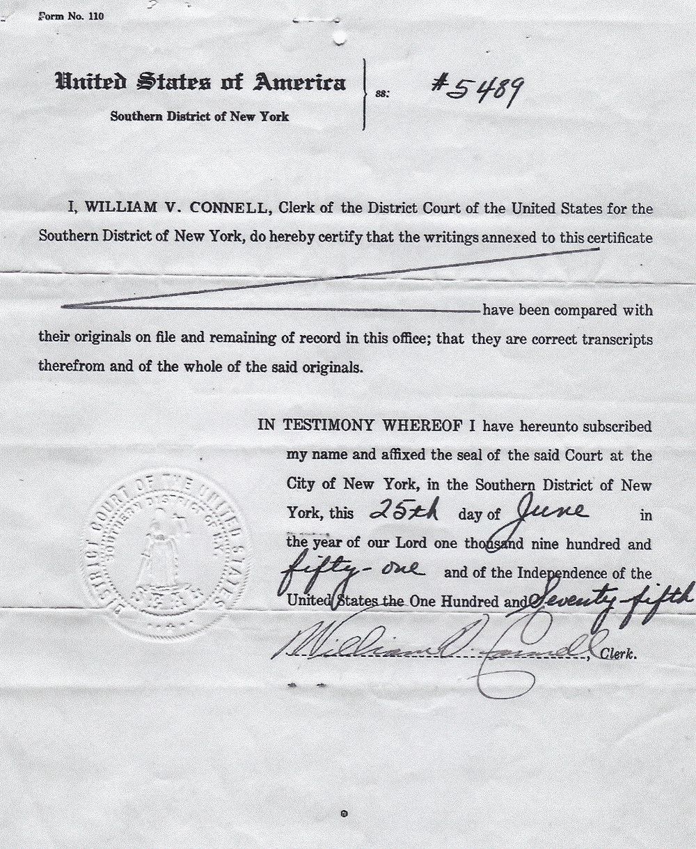 Mary (Lanzaro) Desiano Repatriation Record