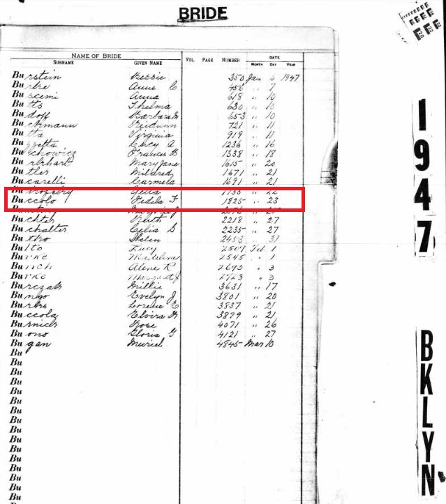 Arnold Mastellone and Fedella Buccolo Marriage