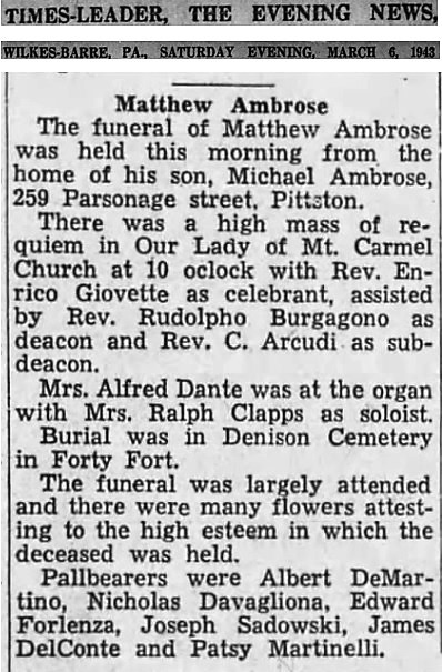 Matteo Abruzzese (Ambrose) Obituary