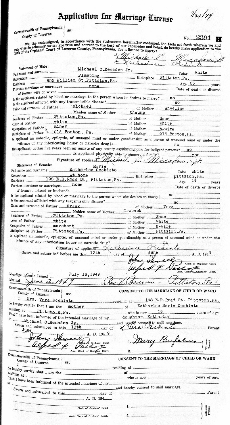 Katherine Occhiato and Michael Mecadon Marriage
