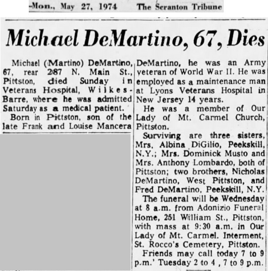 Michael DeMartino Obituary