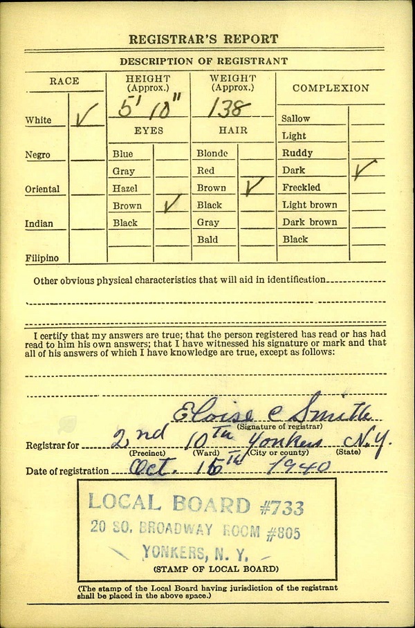 Michael DeMartino World War II Draft Registration
