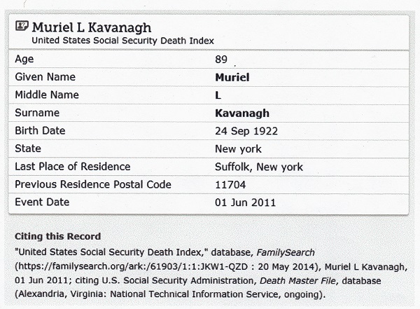 Muriel Lau Kavanagh SSDI