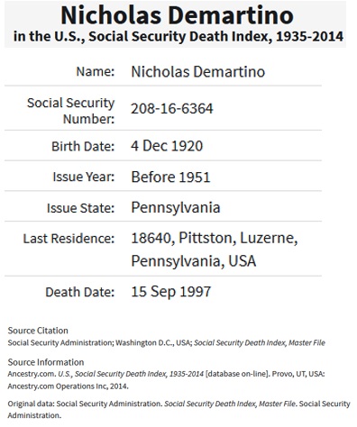 Nicholas DeMartino SSDI