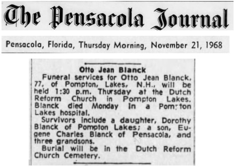 Otto Jean Blanck Obituary