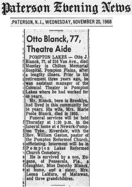 Otto Jean Blanck Obituary