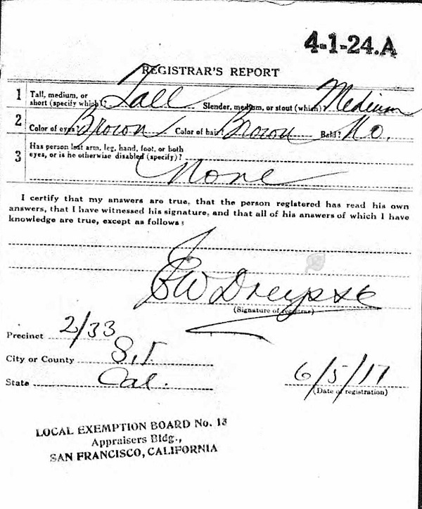 Pasquale Nori WW1 Draft Registration