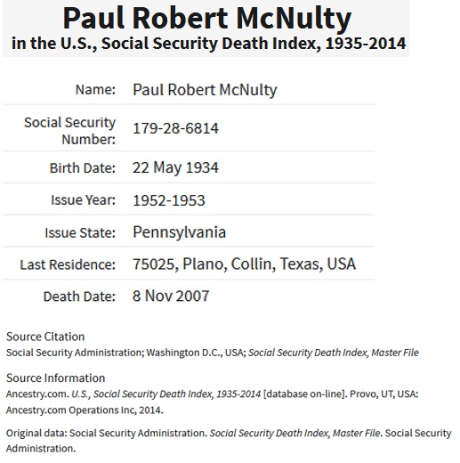 Paul McNulty SSDI