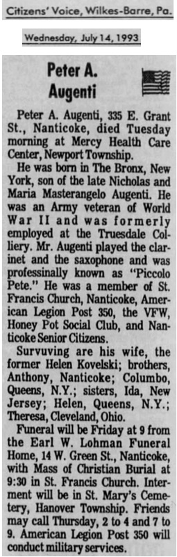 Peter Augenti Obituary