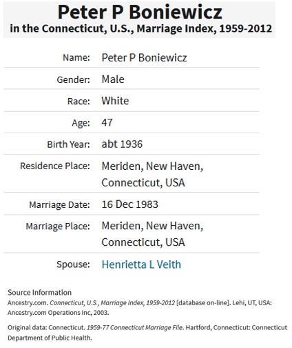 Peter Boniewicz 2nd Marriage