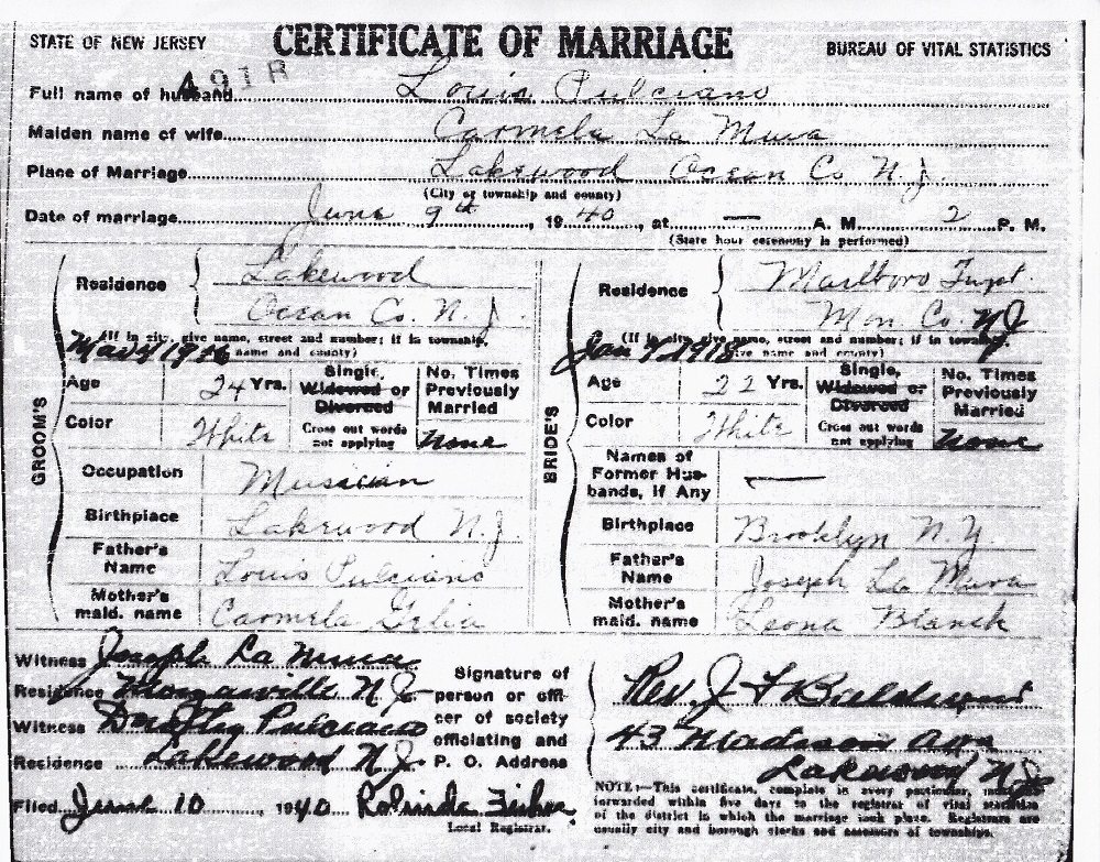 Carmela LaMura and Louis Pulcrano Marriage