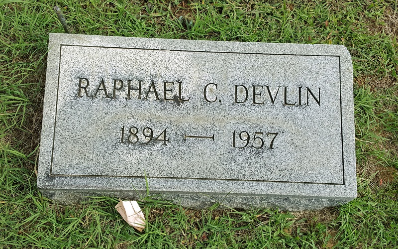 Raphael Devlin Marker in St. Joseph's Cemetery