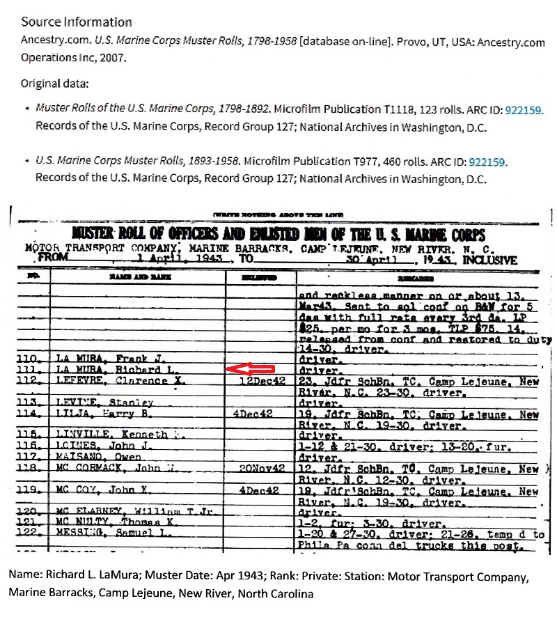 Richard L. LaMura Military Records