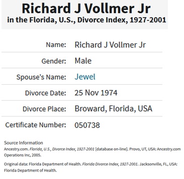 Richard and Jewel Vollmer Divorce