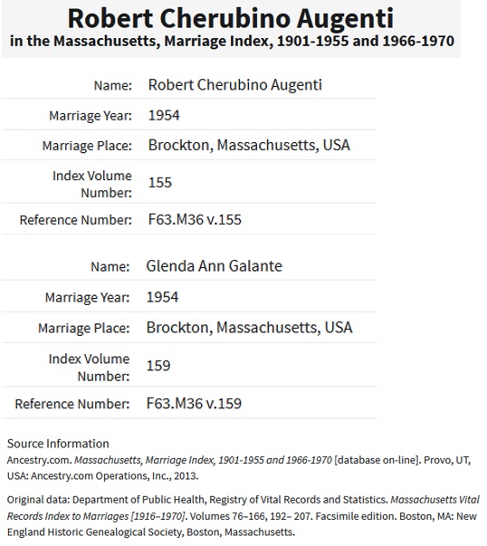 Robert Cherubino Augenti Marriage Record