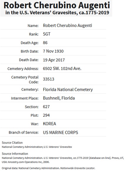 Robert Cherubino Augenti Death Record