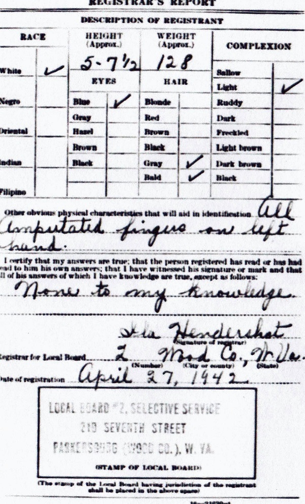 Robert J. Winans Sr. Military Record