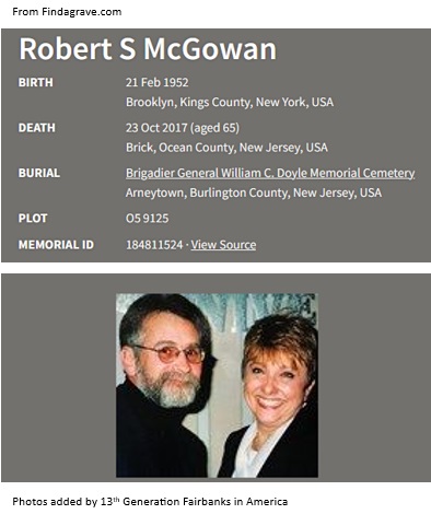 Robert S. McGowan Cemetery Record