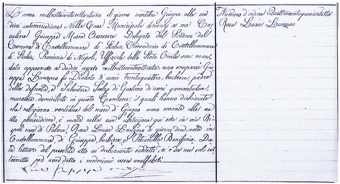 Rosa Luisa Lanzaro Death Record