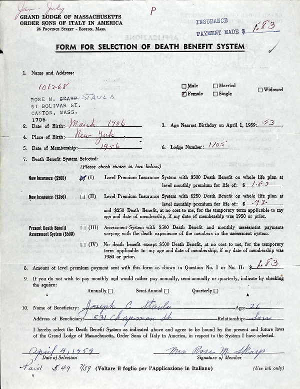 Rose Marie Augenti Staula Death Record