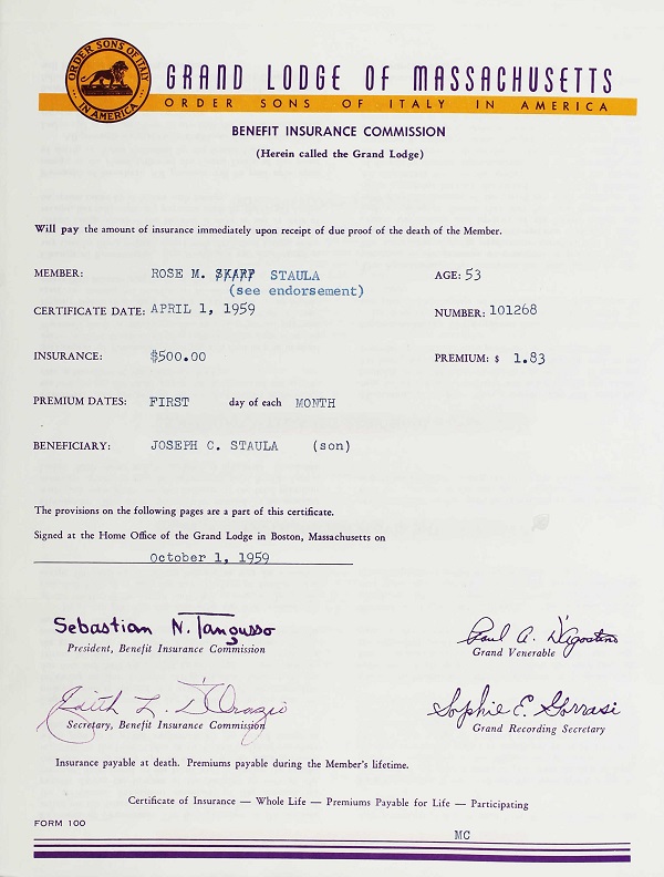 Rose Marie Augenti Staula Death Record