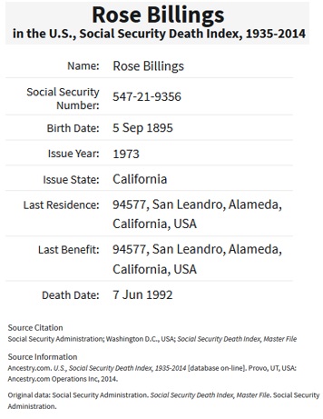 Rose Basso Norry Billings SSDI