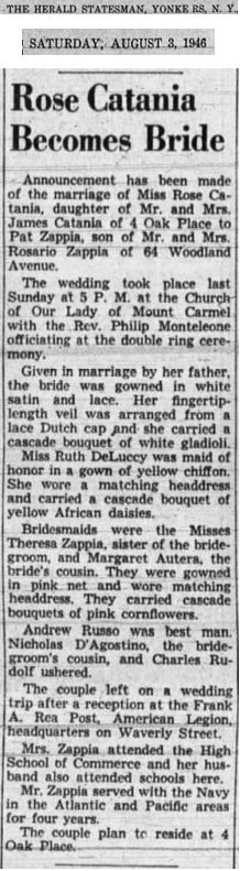 Rose Catania's Marriage Record