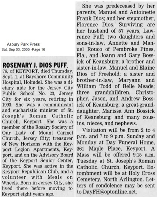 Rosemary Dios Puff Obituary