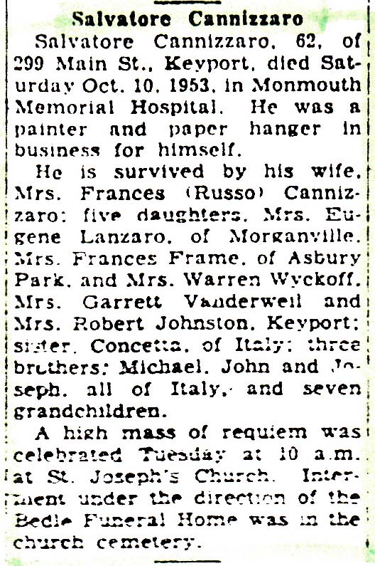 Salvatore Cannizzaro Obituary