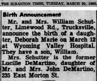 Lucille Anne Demartino and William A. Schutter Jr. Marriage