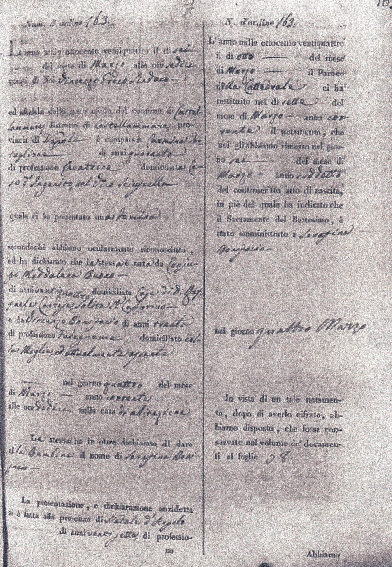 Serafina Bonifacio Birth Record