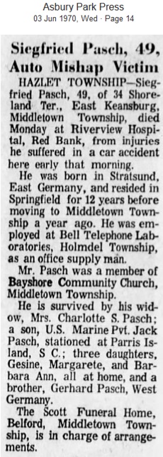Siegfried Pasch Obituary