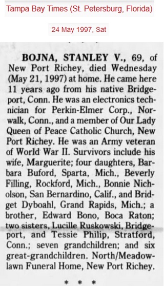 Stanley Bojna Obituary
