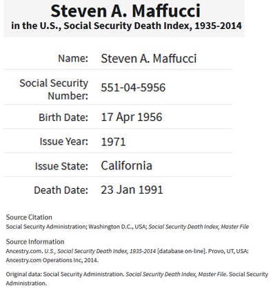 Steven A. Maffucci SSDI