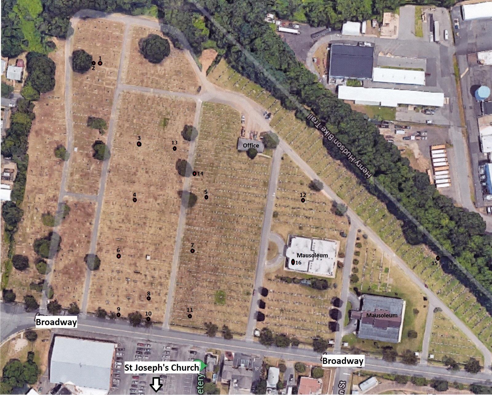 St. Joseph's Cemetery Map