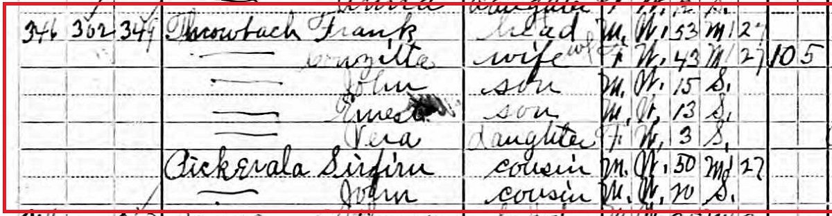 Francesco Trobacco and Concetta Balice 1910 Census