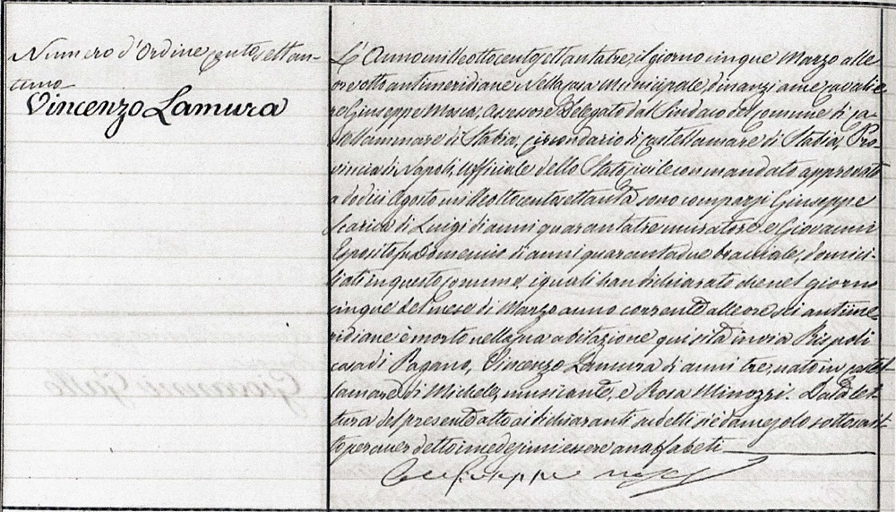 Vincenzo LaMura Death Record