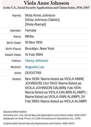 Viola Anne Johnson Alampi SSACI
