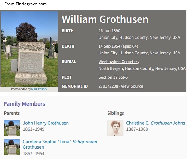 William Grothusen Cemetery Record