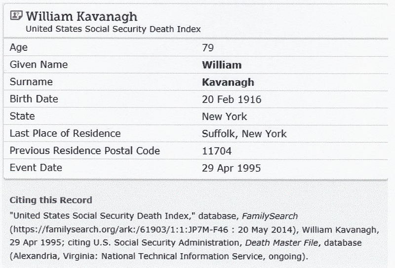 William Peter Kavanagh SSDI