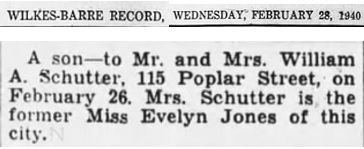 William A. Schutter Jr. Birth