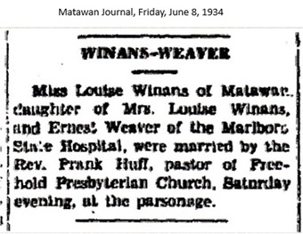 Ernest Weaver and Louise Winans Marriage